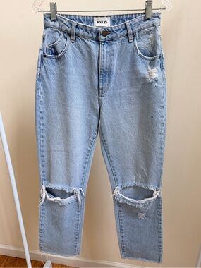 Rolla's Original High Rise Straight Jeans light wash distressed Sz 28